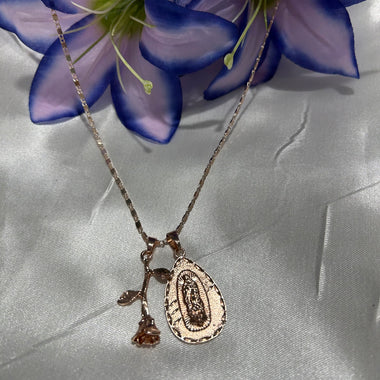 '' Rose '' Virgencita Pendant Necklace